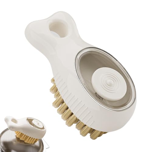 Handheld Kitchen Brush Cleaner - Lightweight Dish Wash Brush, Multi Use Kitchen Pot Scrubber for Grill Grates Oven, Nylon Bristle Sink Cleaning Scrubber, Pot Cleaner, Utensil Scrubbers for Daily Use - color: Cream White