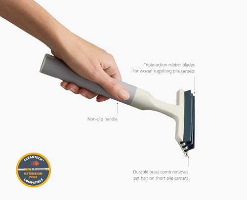 Joseph Joseph CleanTech Carpet Rake, 2-in-1 Manual Tool for Pet Hair & Deep Cleaning on Rugs and Carpet Edges - style: Carpet Rake