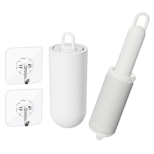 Reusable Lint Rollers Silicone Washable, Extra Sticky Pet Hair Remover Roller for Couch and Furniture, Dog & Cat Hair Remover for Clothes, Gel Roller with Cover (White)