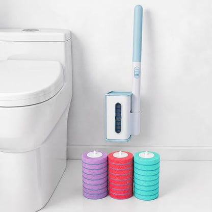 Disposable Toilet Brush, Wall-Mounted Rotating Holder Set, Bathroom Maintenance, Toilet Cleaner（Mixed Fragrance）