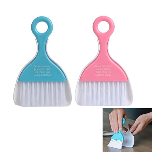 2 Pcs Mini Dustpan Set Brush for Table Whisk Brooms Small Dustpan Broom Set Mini Dust Pans with Brush Tiny Cleaning Table Sweep - size: 2 Set