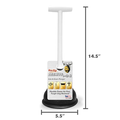 Korky Beehive Mini Sink and Drain Plunger - Works for Bathrooms, Kitchens, Sinks, Baths and Showers - Strong Suction Power for Easy Clog Removal (Pack of 4) - size: No Size (Pack of 4)