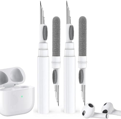 2 Pack Cleaner Kit for Airpods Pro 1 2 3 4, Multi-Function Cleaning Tool with Brush Flocking Sponge for iPad iPhone,Earbuds,Wireless Earphones,Bluetooth Headphones Case,Camera,Laptop - color: 2*White