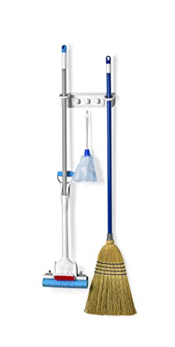 Spectrum Diversified Mop and Broom Holder and Organizer, White