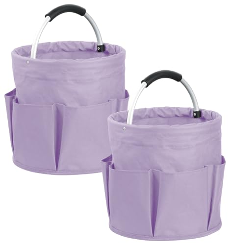2PCS 17L Caddy Organizer with Handle, 600D Oxford Cloth Shower Caddy with 6 Pockets, Collapsible Cleaning Supplies Caddy, Storage Organizer for Cleaning, Traveling, Gardening, Purple - color: Purple, size: 2PCS