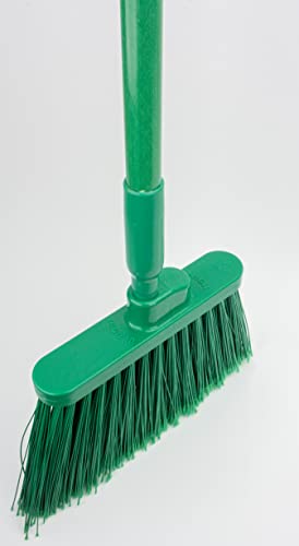 SPARTA 41082EC09 Plastic Color Coded Broom, Flagged Bristles, Long Broom With Angled Head For Large Debris, 56 Inches, Green, (Pack of 12) - color: Green
