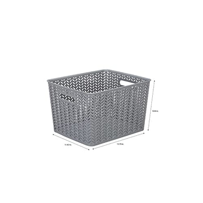 Simplify Large Herringbone Storage Bin, Grey (25175-GREY) - color: Grey, size: Large, style: 1 Pack
