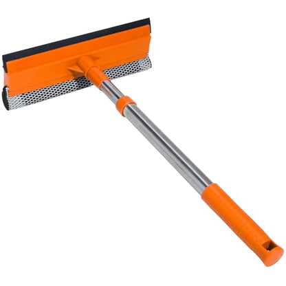 Conliwell 2 in 1 Car Windshield Squeegees with 15.3"-23.6" Retractable Stainless Steel Handle, Auto Glass Wiper Kit, Supplies Suitable for Trucks, SUVs, RVs Window, Orange