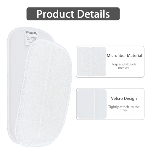 Reusable Steam Mop Pads Set, 6 Pack Steam Mop Pads & 2 Universal Microfiber Cloths, Compatible with KGHKGH, Sprobil, Rvwsx Steam Mops or Cleaners, Washable Replacement Pads for Floor Cleaning - color: white