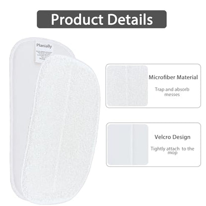 Reusable Steam Mop Pads Set, 6 Pack Steam Mop Pads & 2 Universal Microfiber Cloths, Compatible with KGHKGH, Sprobil, Rvwsx Steam Mops or Cleaners, Washable Replacement Pads for Floor Cleaning - color: white