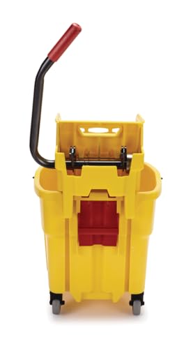 Rubbermaid Commercial Products WaveBrake 35 Qt. Side-Press Mop Bucket and Wringer Combo on Wheels Yellow for Professional/Industrial/Business Heavy-Duty Floor Cleaning/Mopping - size: 35 Qt