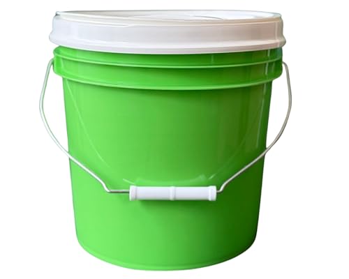 House Naturals 2 Gallon Food Grade - BPA Free Made in USA Buckets Lime Color pails with Screw On Gasket Lids (1, Lime - White lids) - color: Lime - White Lids