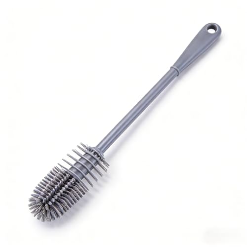 Silicone Bottle Brush, Long Handle Flexible Scrub Brush for Deep Cleaning Kitchen Items Grey