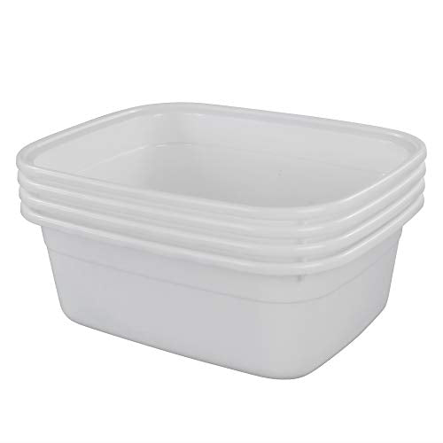 4-Pack 14 Quart Plastic Wash Basin/Dish Pan, White - size: 14 quart