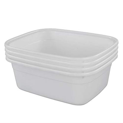 4-Pack 14 Quart Plastic Wash Basin/Dish Pan, White - size: 14 quart