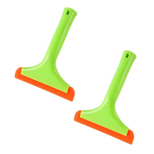 KVAEY 2PCS Small Silicone Window Squeegee, 5.9 Inch Car Windshield Water Blade Squeegee with Non-Slip Handle, All-Purpose Cleaning Squeegee for Car Windshield, Window, Mirror (Light Green) - color: Light Green, 2 Pcs