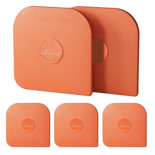 Pan Scraper, 5 Pcs Pot Scraper Plastic, Pot Scraper Non Scratch for Cast Iron, Pot and Pan Cleaning, Sturdy Scraper Kitchen Tool-Orange - color: Orange, size: 5 Pcs