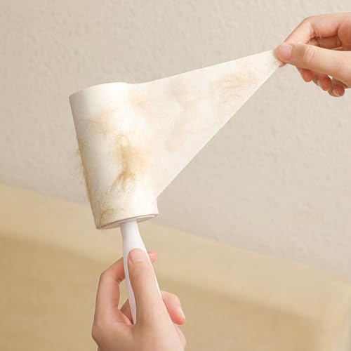 Lint Roller for Pet Hair Extra Sticky Lint Removal Roller with 3 Refills, Reusable Handle with 4 Sticky Rolls Total 240 Sheets (White Stick) - color: White Stick