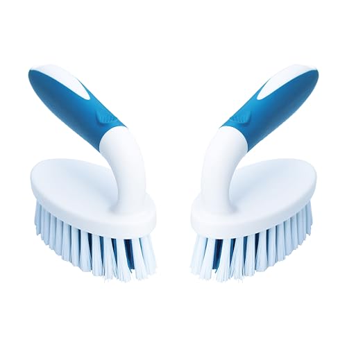 Scrub Brush, 2 Pack Household Cleaning Brushes with Stiff Bristles, Scrubbing Brush for Carpet, Shower, Bathtub, Kitchen, Pool Tile, Bathroom Scrubber - size: Large