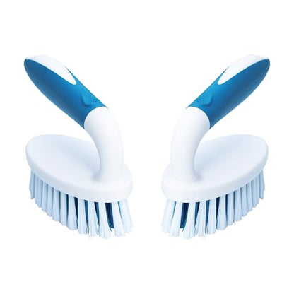 Scrub Brush, 2 Pack Household Cleaning Brushes with Stiff Bristles, Scrubbing Brush for Carpet, Shower, Bathtub, Kitchen, Pool Tile, Bathroom Scrubber - size: Large