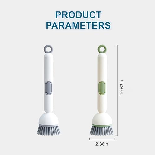ANIS·KEBBR 2Pcs 360° Rotating Soap Dispensing Dish Brush Refillable for Kitchen Bathroom Cleaning 6x27cm