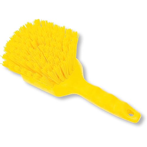SPARTA 40541EC04 Plastic Scrub Brush, Utility Brush, Kitchen Brush With Hanging Hole For Cleaning, 8 Inches, Yellow (Pack of 1) - color: Yellow