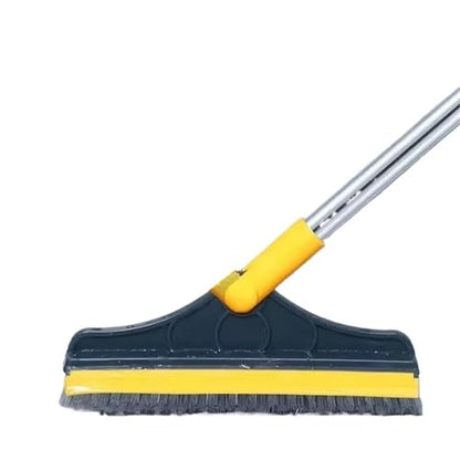 Rotating Floor Scrub Brush Long Handle Windows Squeegee Stiff Bristle Broom Mop 2In1 for Bathroom Kitchen Floor Crevice Cleaning(White2) - size: White2