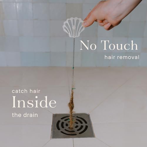 DrainWig Shower Drain Hair Catcher – Disposable Bathroom Hair Trap, Easy to Install in Shower Drain Cover, Helps Prevent Clogs – As Seen on Shark Tank - Bathroom Accessories - Shell (4-Pack) - color: White Ocean, size: 4 Count