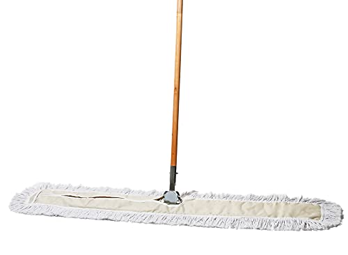 Commercial Dust Mop & Floor Sweeper, 48 in. Dust Mop for Hardwood Floors, Cotton Mop Head, Wooden Broom Handle, Industrial Dry Mop for Floor Cleaning & Janitorial Supplies - size: 48 X 5 Inch