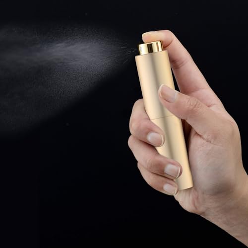 Tekson 10ml Travel Perfume Atomizer Refillable, Mini Cologne Spray Bottle Empty, Small Coffee Spray Bottle (Gold) - color: gold