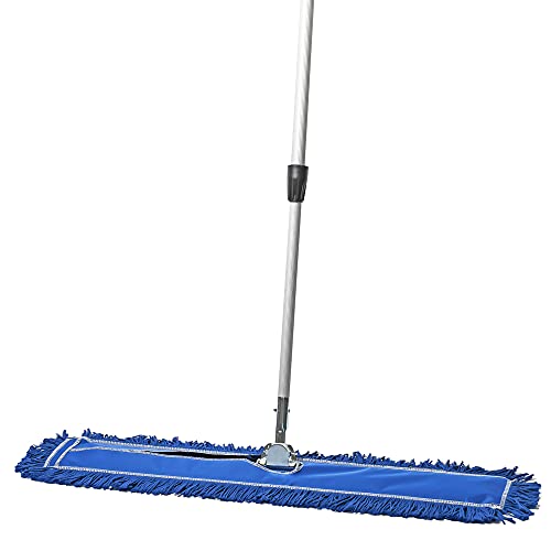 36 Inch Blue Commercial Dust Mop & Floor Sweeper with Extendable Handle – Mop for Hardwood, Tile, and Concrete Floor Cleaning - color: Blue, size: 36 X 5 Inch