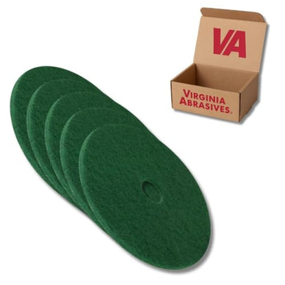 Virginia Abrasives Green Floor Maintenance Pads, Heavy Duty Non-Woven Scrub Pads for Floor Scrubber Machine & Orbital Machines, Deep Cleaning & Light Stripping for Heavily Soiled Floors, 20" - 5 Pack - size: 20"