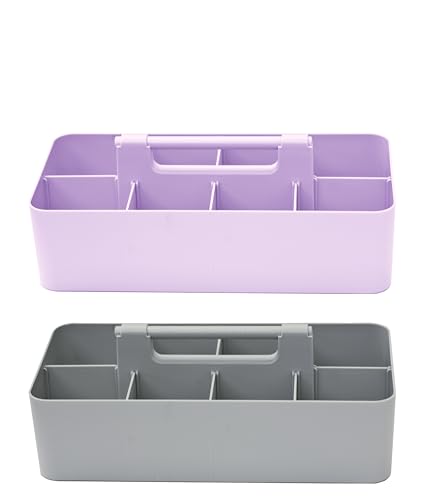 Portable Caddy - Stackable Plastic Caddy with Handle | Desk, Makeup, Dorm, Classroom Art Organizer (Made In Usa) (Lavender/Orion Gray) - color: Lavender / Orion Gray