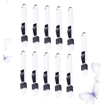 Yardwe 11pcs Window Door Track Cleaning Brush Set with Dustpan, Detachable Keyboard Dustpan Brush, Multipurpose Crevice and Groove Cleaner for Household and Office Use, Black