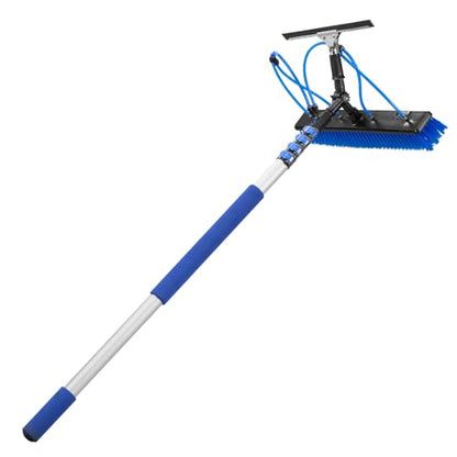 VEVOR Solar Panel Cleaning Kit, 15 ft, Water Fed Pole Kit with Cleaning Brush, Squeegee, Soap Dispenser, Extendable Aluminum Telescopic Pole, 180° Rotatable Brush Head, for Roof Mounted Solar Panels - size: 15 Ft