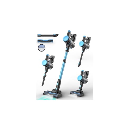 UML0 N8 Cordless Stick Vacuum Cleaner,Lightweight Vacuum Cleaner with Powerful Suction,Self-Standing,Rechargeable Vacuum Cleaners for Home Hardwood Floor Carpet Pet Hair (Cerulean) - color: Cerulean