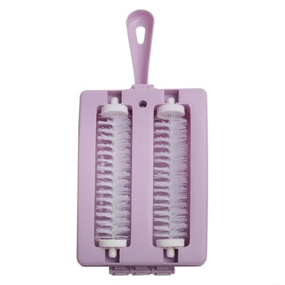 Handheld Roller Brush Sweeper for Carpet Sofa Bed Crumb & Dust Removal, Double Brush Cleaning Tool, Square PP Construction, Easy Crumb Collection & Disposal, Compact 10.5x26cm, Purple(purple) - color: purple