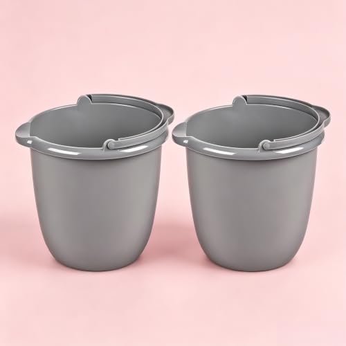 2-Pack 10 Quart Classic Titanium Plastic Spout Pail with Comfort Grip Handle, Pour Cleaning Bucket 11 1/4"x10"x11 3/4", Nestable Utility Pail for Mopping Car Wash Household Cleaning
