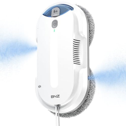 BNZ Smart Window Cleaning Robot, Twin Turbo & Dual Auto-Spray Window Cleaner with Multiple Safety System, AI Path Planning, Frameless Edge Detection, K1 (White) - color: White