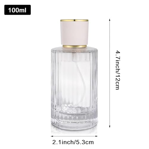 100ml/3.4 Oz Glass Spray Bottle Perfume Atomizer,Refillable Perfume Spray Bottle Perfume Bottles Empty with 3 Kinds of Perfume Dispenser (Round 100ml) - style: Round 100ml