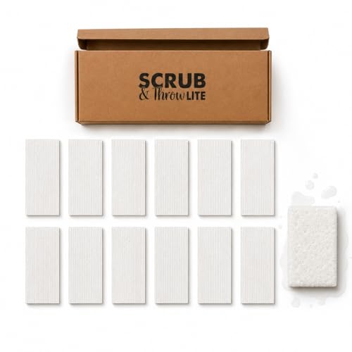 Scrub & Throw Cellulose Sponges, Natural, Plastic-Free, Non-Scratch, for Kitchen, Dishes, Pots and Cleaning, Plant-Based, Plastic-Free, Eco-Friendly, Biodegradable, 15 Pack