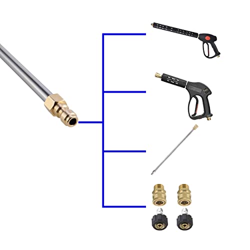 M MINGLE Stainless Steel Pressure Washer Gutter Cleaner Attachment, Angled Extension Wand for Gutter Cleaning, 5 Nozzle Tips, 1/4 Inch Quick Connect, 13 Inch - size: 13 Inch