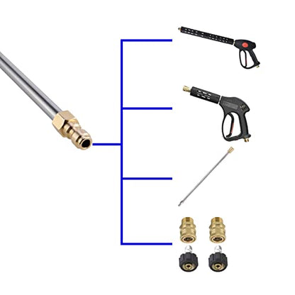 M MINGLE Stainless Steel Pressure Washer Gutter Cleaner Attachment, Angled Extension Wand for Gutter Cleaning, 5 Nozzle Tips, 1/4 Inch Quick Connect, 13 Inch - size: 13 Inch