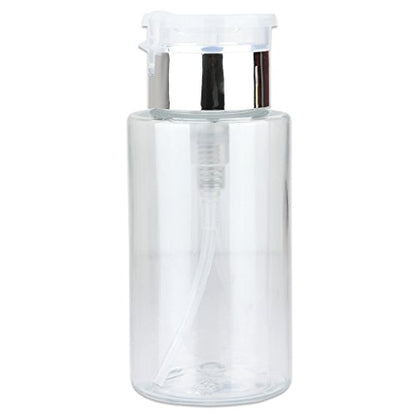 7oz Silver Push Down Pump Dispenser Empty Refillerble Bottle with Flip Top Cap - for Nail Polish, Travel, Cosmetics Packaging - color: Silver, size: 7 Ounce - 1 Bottle