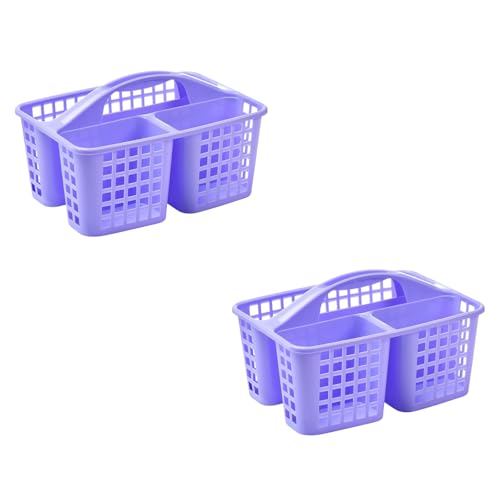Portable Shower Caddy Basket,Convenient Cleaning Supplies Organizer with Compartments and Handle,Ideal for Bathroom, Bedroom, Kitchen, College Dorm,Garden,etc.Purple-2 Pcs - color: PurpleP2