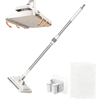 Hands-Free Flat Mop, 2026 Upgraded Multi-Purpose Flat Mop with One-Click Cloth Attachment, Self-Locking Grip for Microfiber Cloths & Towels, No Bending for Floor Wall Kitchen Cleaning (53.2 inch) - color: 53.2 Inch