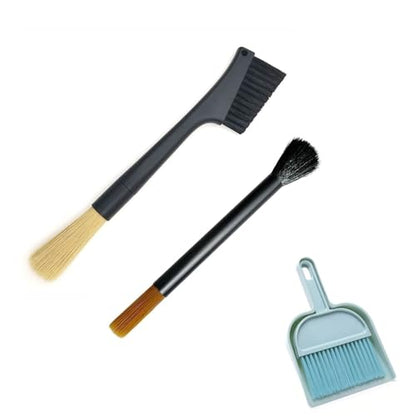 PMQEWZL Espresso Machine Cleaning Brush + Mini Dustpan Broom Set | Dual-Head Brush, For Coffee Grounds, Cleans Portafilter/Brew Head, Coffee Bar Crumbs