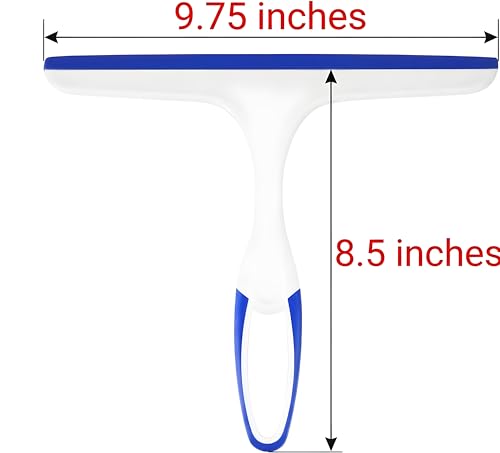 2 Pack Shower Squeegee for Glass Doors – 9.5” Silicone Blade Window Cleaner Tool (Blue & Green) – Bathroom, Car Windshield, Mirror & Tile Cleaning Wiper with Hook – Lightweight Ergonomic Handle