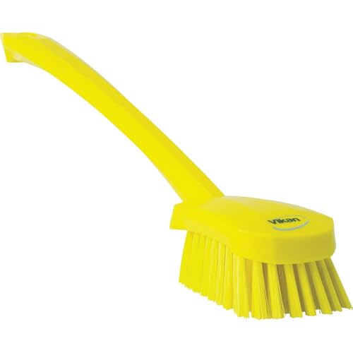 Vikan 2 3/4 in W Scrub Brush, Stiff, 11 51/64 in L Handle, 4 1/2 in L Brush, Yellow, Plastic 41866-1 Each - color: Yellow