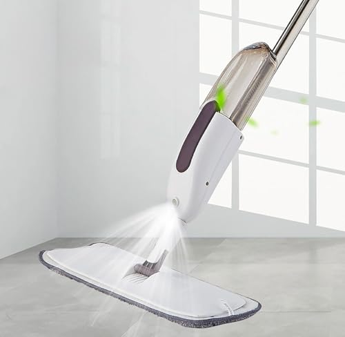 Spray Mop for Floor Cleaning with 2 Washable Microfiber Pads & Cleaning Brush, 360° Rotating Refillable Dust Mop for Hardwood, Tile, Laminate & Kitchen Floors.